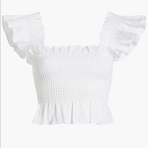 Hill house home Paz linen crop top smocked small